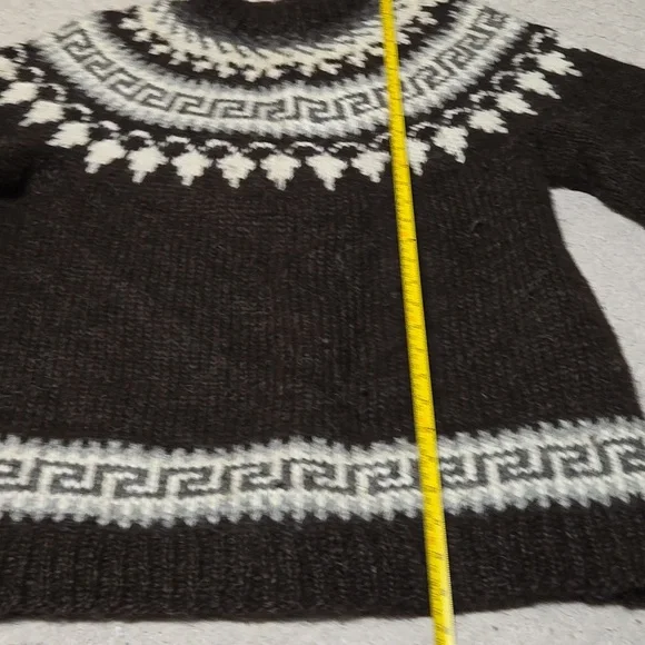 HILDA LTD. Men's XL 100% Wool Icelandic Brown and White Patterned Sweater - Picture 3 of 6